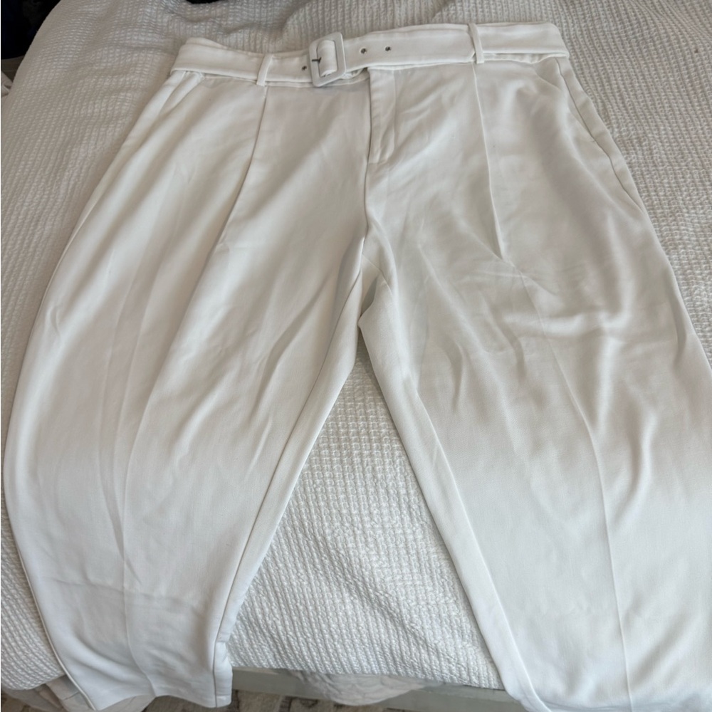 Eloquii White High Waist Belted Trouser Pants Women's Size 22